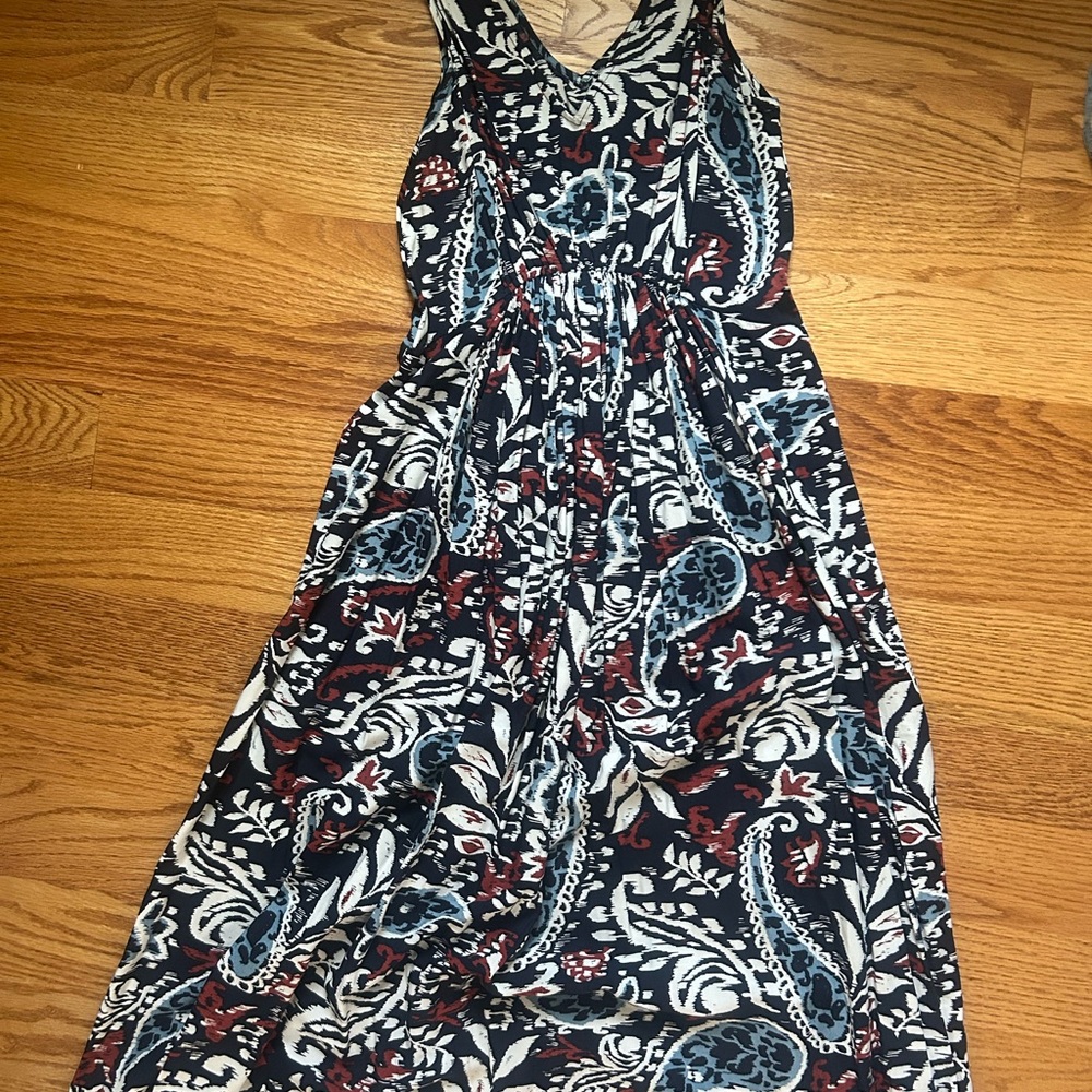 Lucky Brand Paisley Print Maxi Dress - Navy and Red